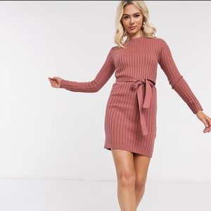 Brave Soul Edison Sweater Dress in Dusty Rose Blush